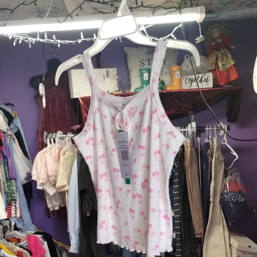 White and Pink Floral Girls Top